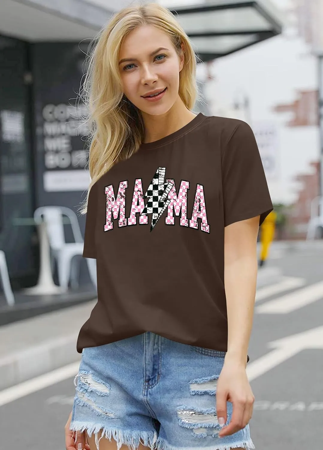Mama Shirt for Women Floral Mama Tshirt Mom Graphic Tee Mother's Day GIFS Tops