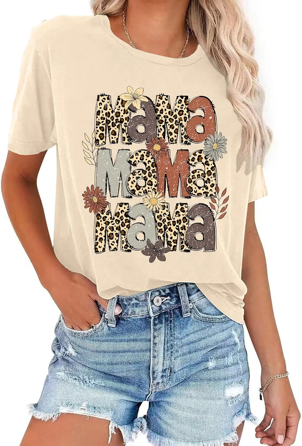 Mama Shirt for Women Floral Mama Tshirt Mom Graphic Tee Mother's Day GIFS Tops