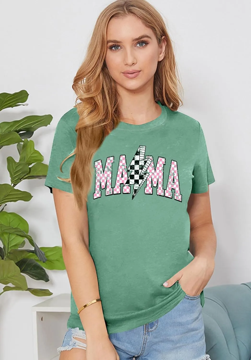 Mama Shirt for Women Floral Mama Tshirt Mom Graphic Tee Mother's Day GIFS Tops
