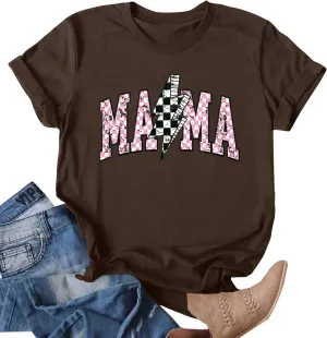 Mama Shirt for Women Floral Mama Tshirt Mom Graphic Tee Mother's Day GIFS Tops