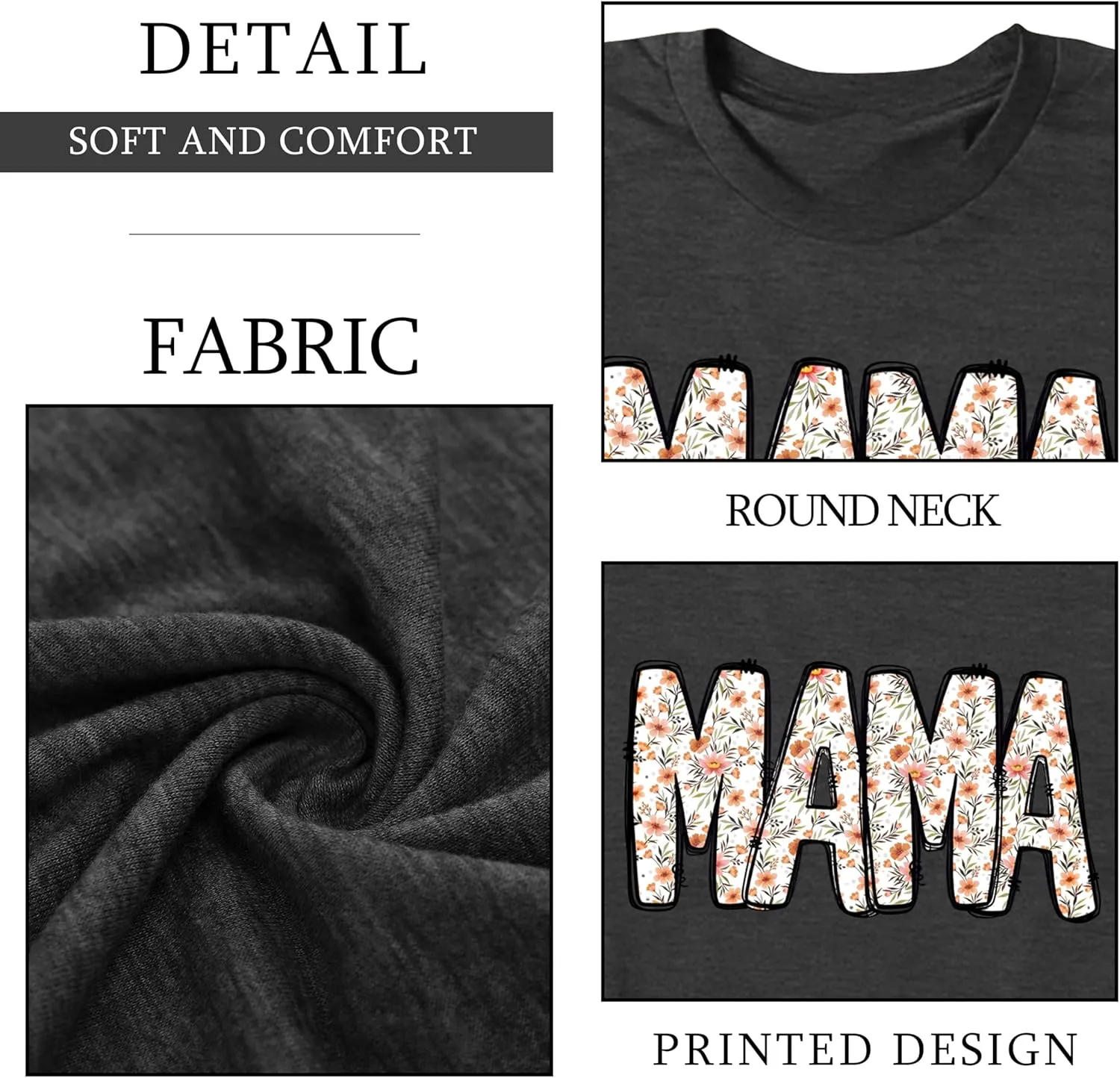 Mama Shirt for Women Floral Mama Tshirt Mom Graphic Tee Mother's Day GIFS Tops