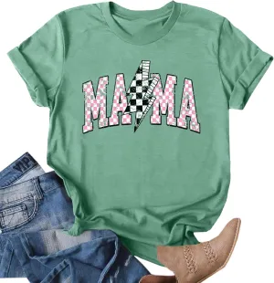 Mama Shirt for Women Floral Mama Tshirt Mom Graphic Tee Mother's Day GIFS Tops