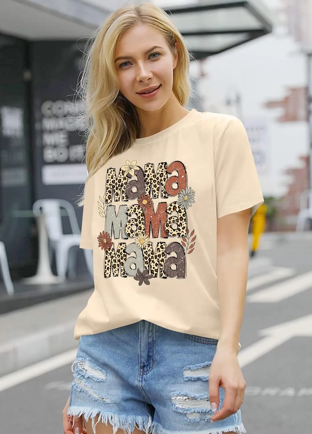 Mama Shirt for Women Floral Mama Tshirt Mom Graphic Tee Mother's Day GIFS Tops