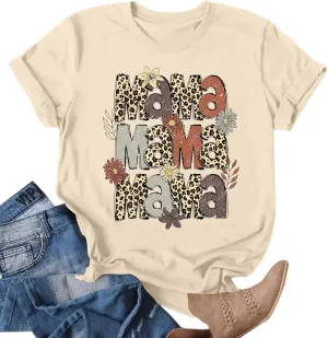 Mama Shirt for Women Floral Mama Tshirt Mom Graphic Tee Mother's Day GIFS Tops