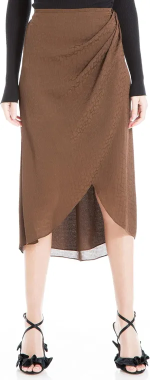 Max Studio Women's Satin Fuax Wrap Skirt