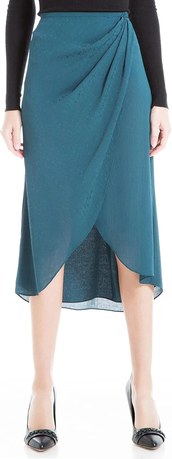 Max Studio Women's Satin Fuax Wrap Skirt