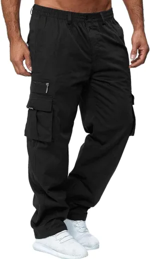 Men's Active Athletic Casual Tricot Color Pants Men's Overalls Drawstring Pants Men's Running Tactical Sweatpants