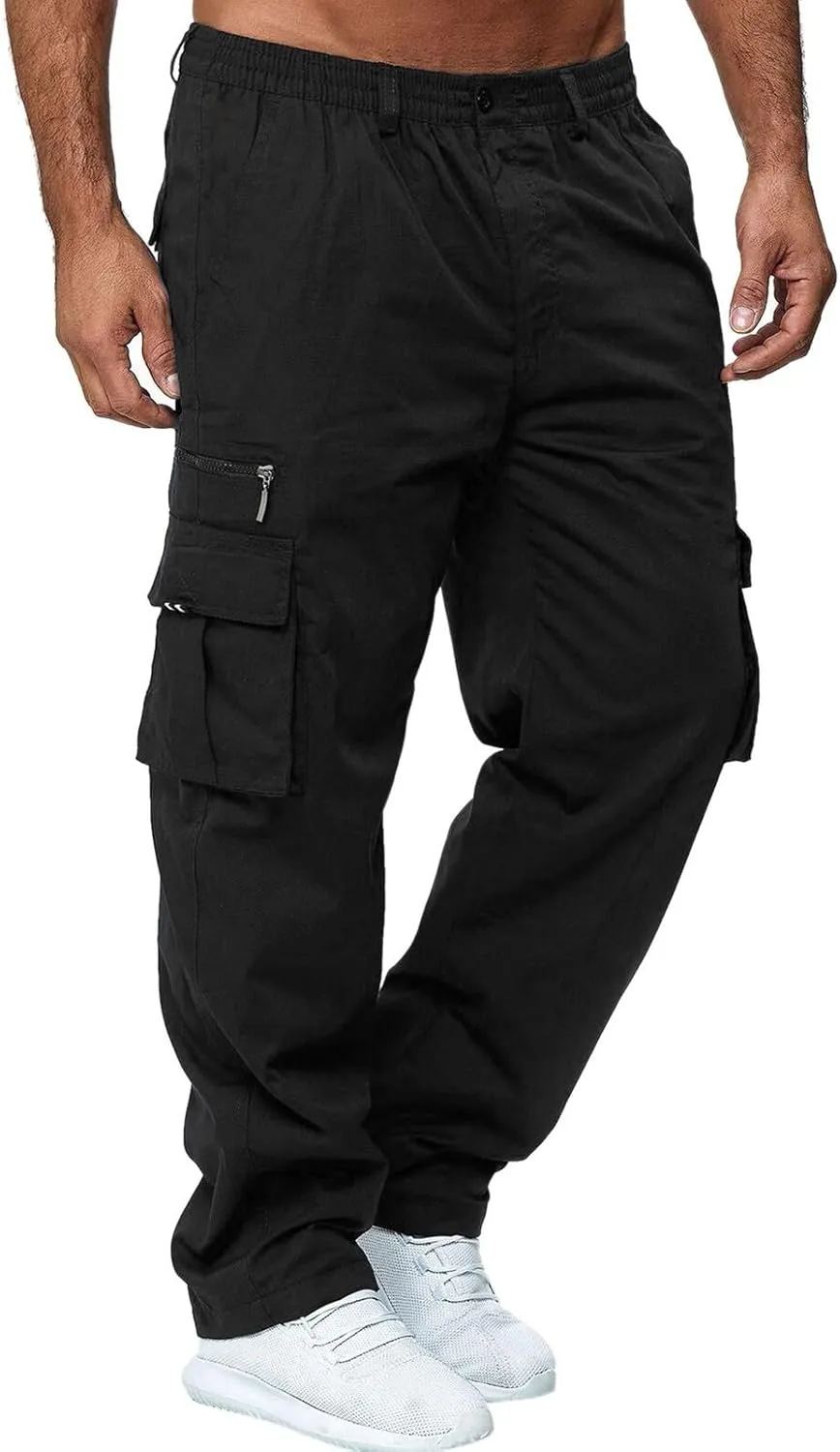 Men's Active Athletic Casual Tricot Color Pants Men's Overalls Drawstring Pants Men's Running Tactical Sweatpants