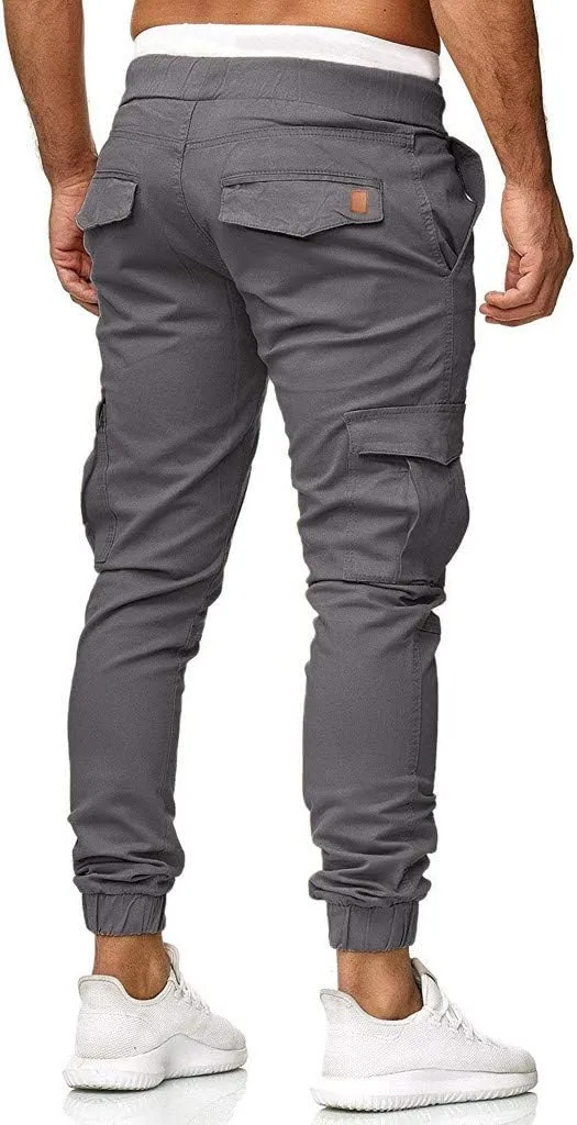 Men's Athletic Running Sweatpants Mens Pocket Trousers Beam Drawstring Men's Pants Men's Athletic Running Sweatpants