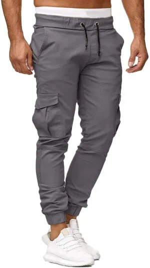 Men's Athletic Running Sweatpants Mens Pocket Trousers Beam Drawstring Men's Pants Men's Athletic Running Sweatpants