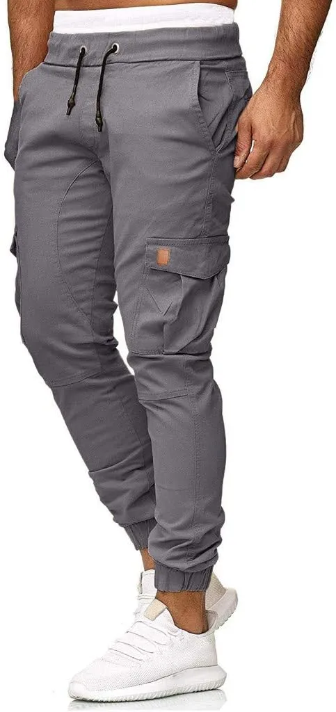 Men's Athletic Running Sweatpants Mens Pocket Trousers Beam Drawstring Men's Pants Men's Athletic Running Sweatpants