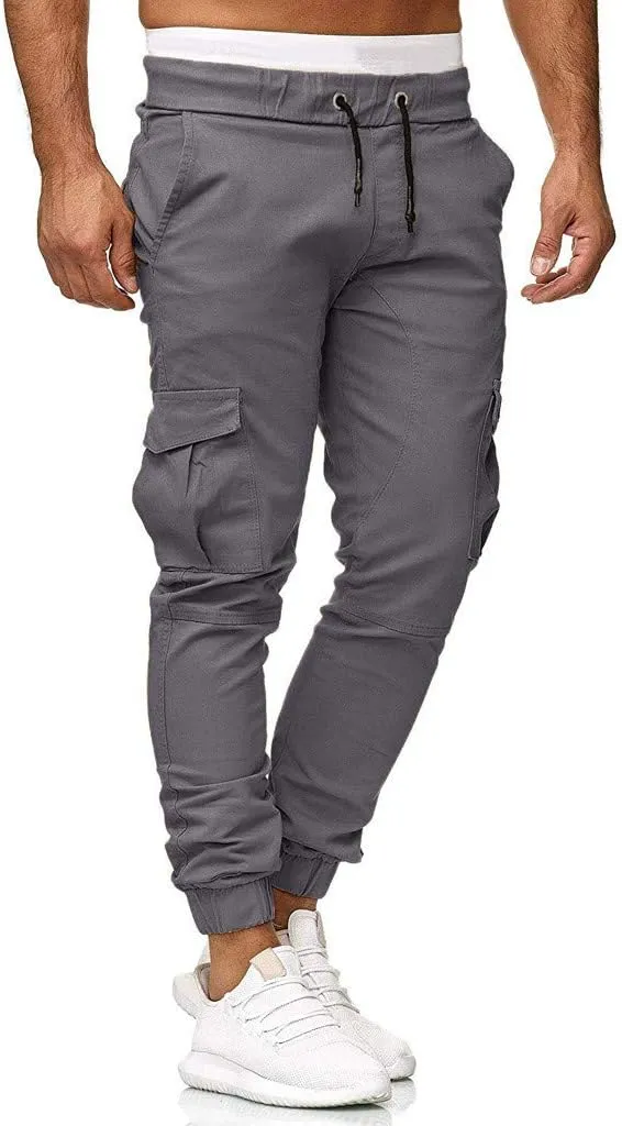 Men's Athletic Running Sweatpants Mens Pocket Trousers Beam Drawstring Men's Pants Men's Athletic Running Sweatpants