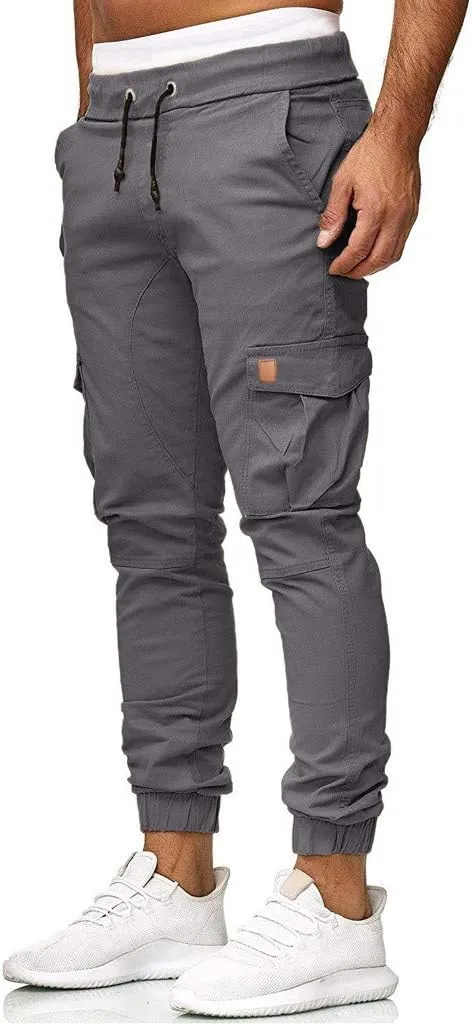 Men's Athletic Running Sweatpants Mens Pocket Trousers Beam Drawstring Men's Pants Men's Athletic Running Sweatpants