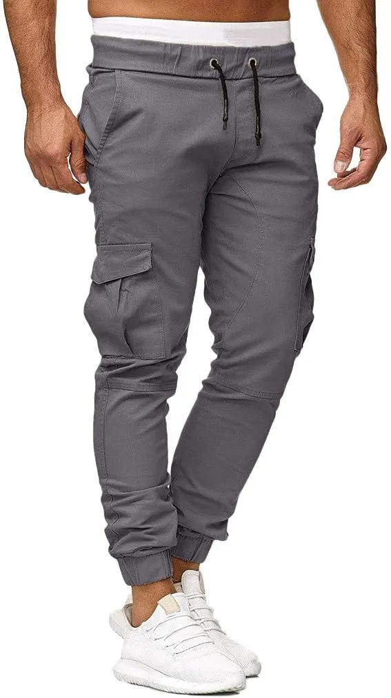 Men's Athletic Running Sweatpants Mens Pocket Trousers Beam Drawstring Men's Pants Men's Athletic Running Sweatpants