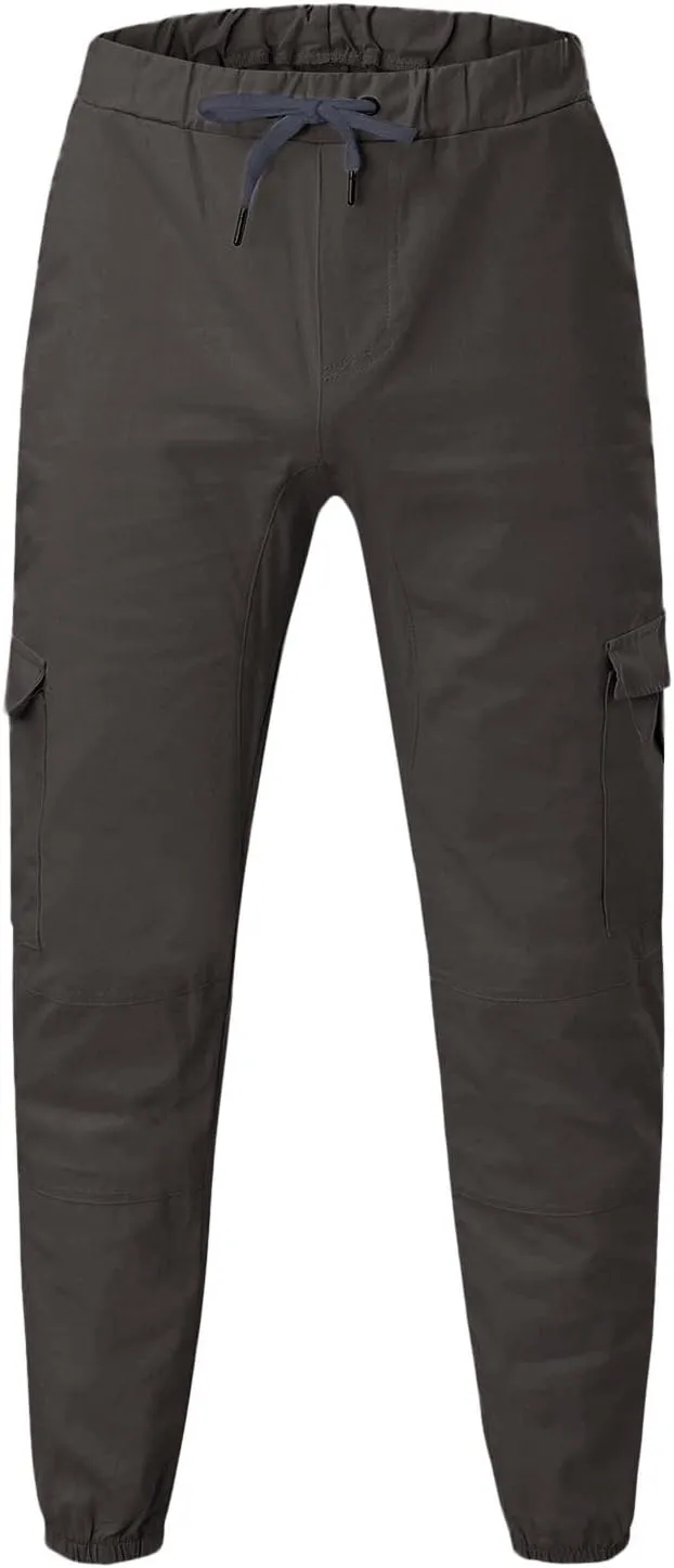 Mens Cargo Joggers Slim Fit Elastic Waist Athletic Work Pants Tapered Outdoor Hiking Cargo Sweatpants with Pocket
