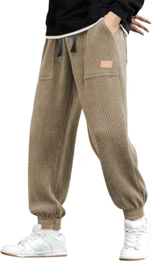 Men's Cargo Sweatpants Pants Mid Trousers Solid Cotton Casual Drawstring Men Elastic Waist with Pockets Athletic
