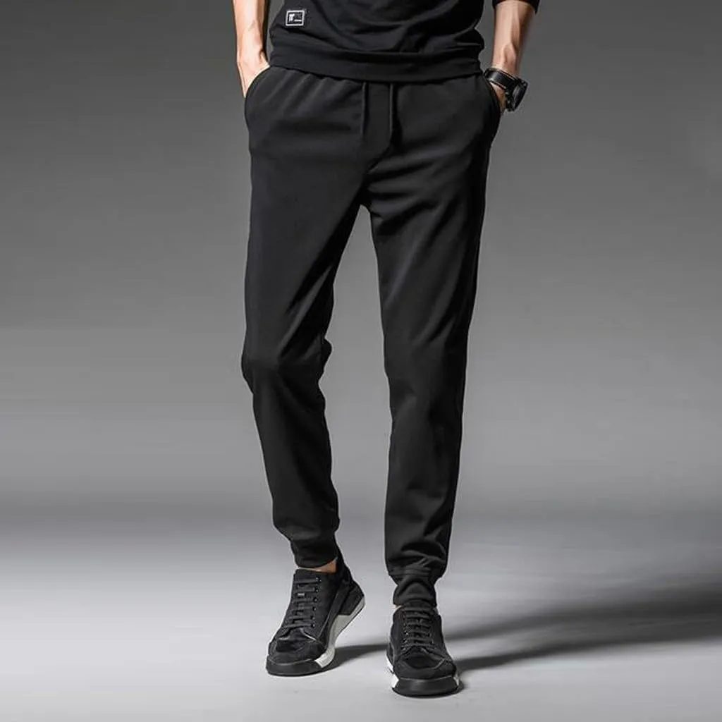 Men's Cargo Sweatpants Pants Mid Trousers Solid Cotton Casual Drawstring Men Elastic Waist with Pockets Athletic