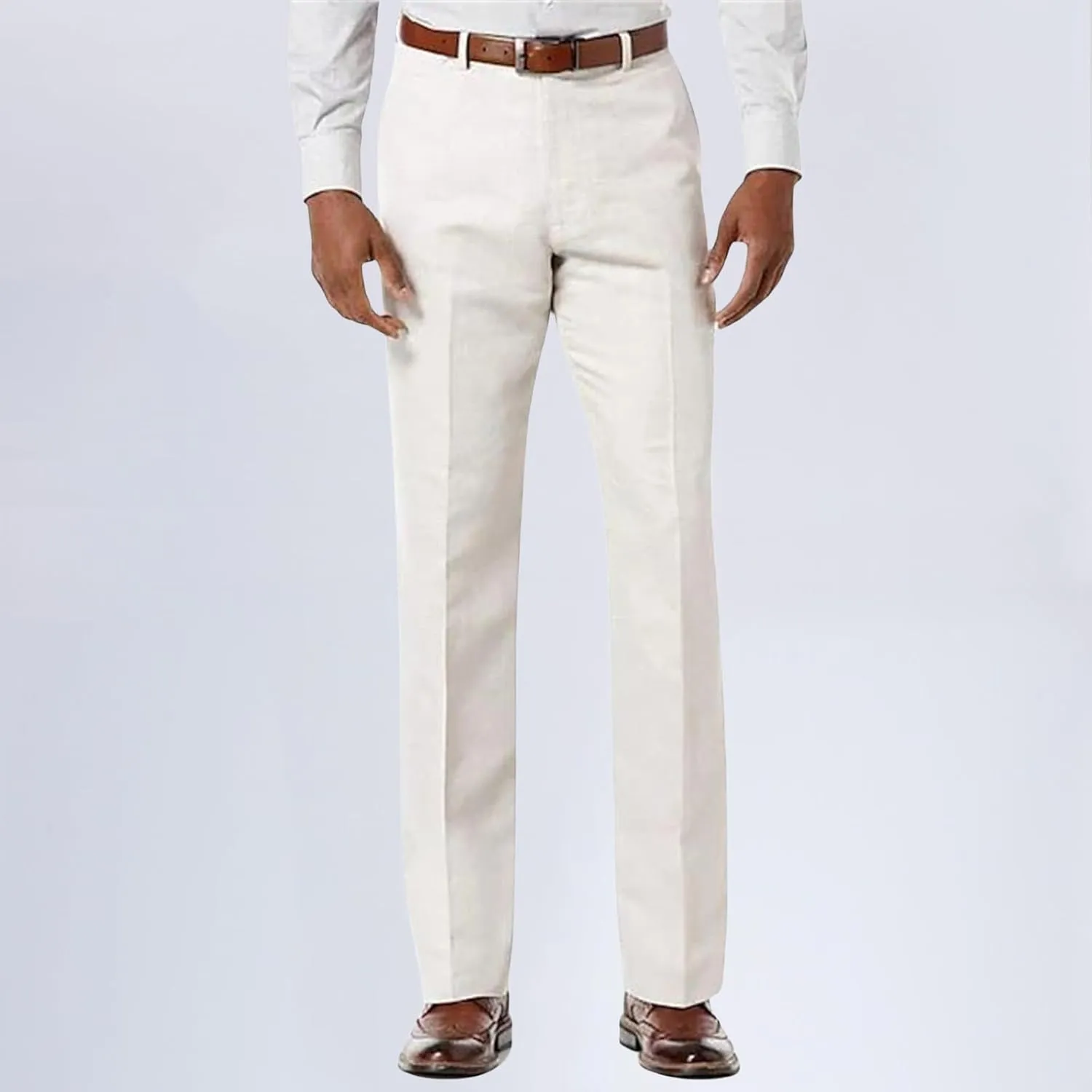 Men's Casual Pants Vintage Slim Fit Dress Pant Waist Stretch Work Trousers Fashion Flat Front Trousers with Pocket