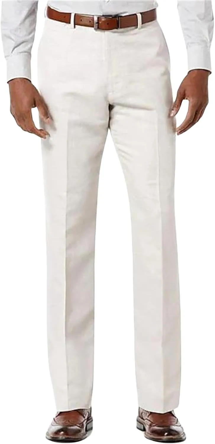 Men's Casual Pants Vintage Slim Fit Dress Pant Waist Stretch Work Trousers Fashion Flat Front Trousers with Pocket