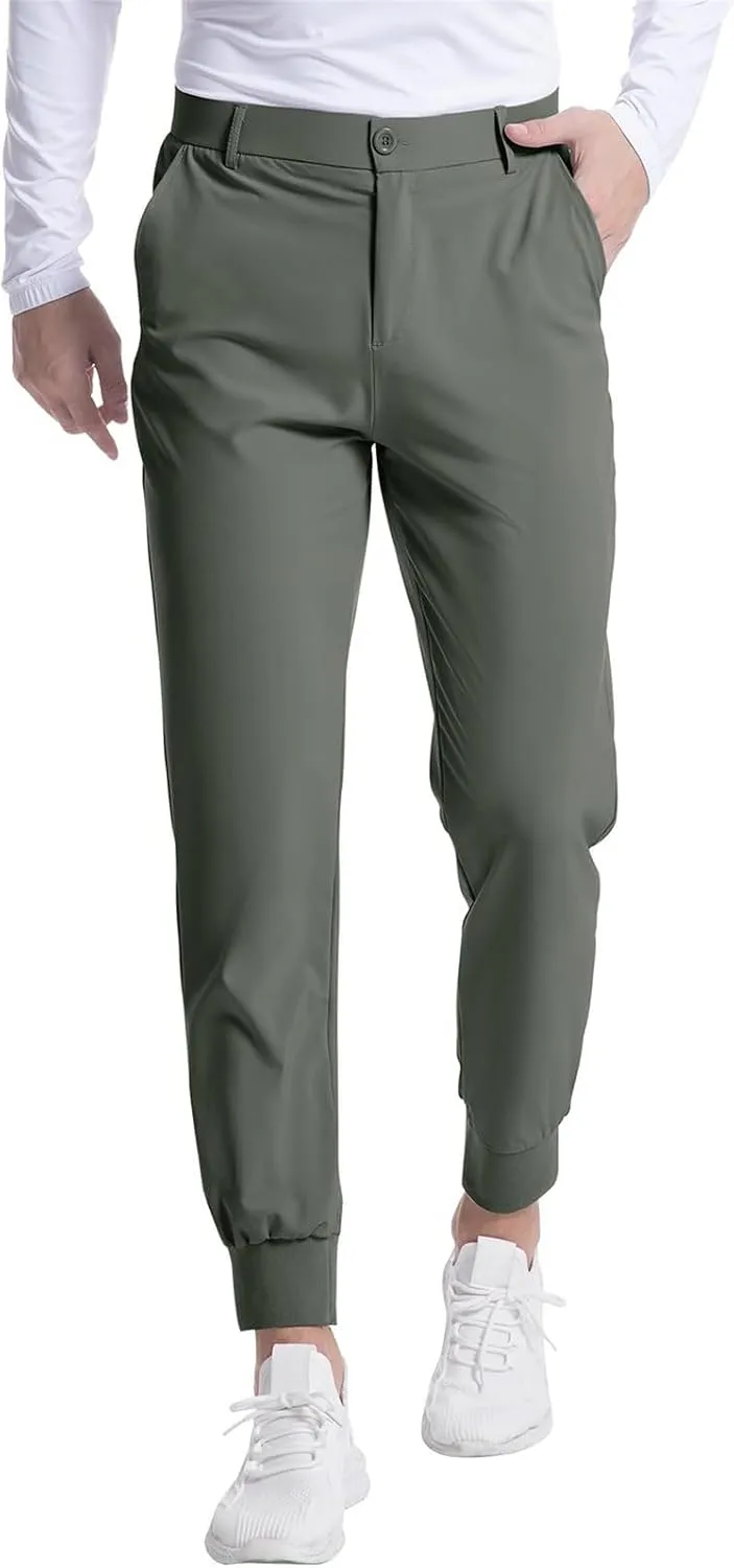 Men's Golf Joggers Pants Stretch Slim Fit Work Dress Pants Athletic Casual Sweatpants Lightweight Casual Comfy Trouser