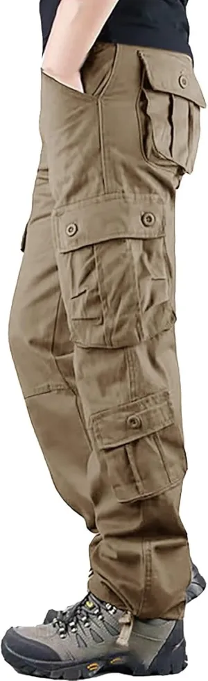 Men's Joggers Sweatpants Pants Men's Elastic Multi Pocket Pants Outdoor Straight Tube Active Running Jogger Pants