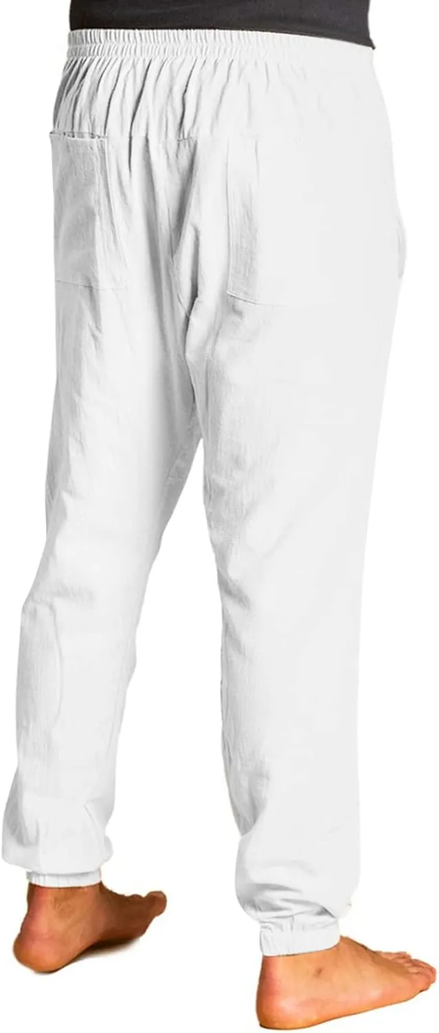 Mens Lightweight Casual Jogger Comfy Harem Slim Fit Adjustable Pants High Waist Joggers