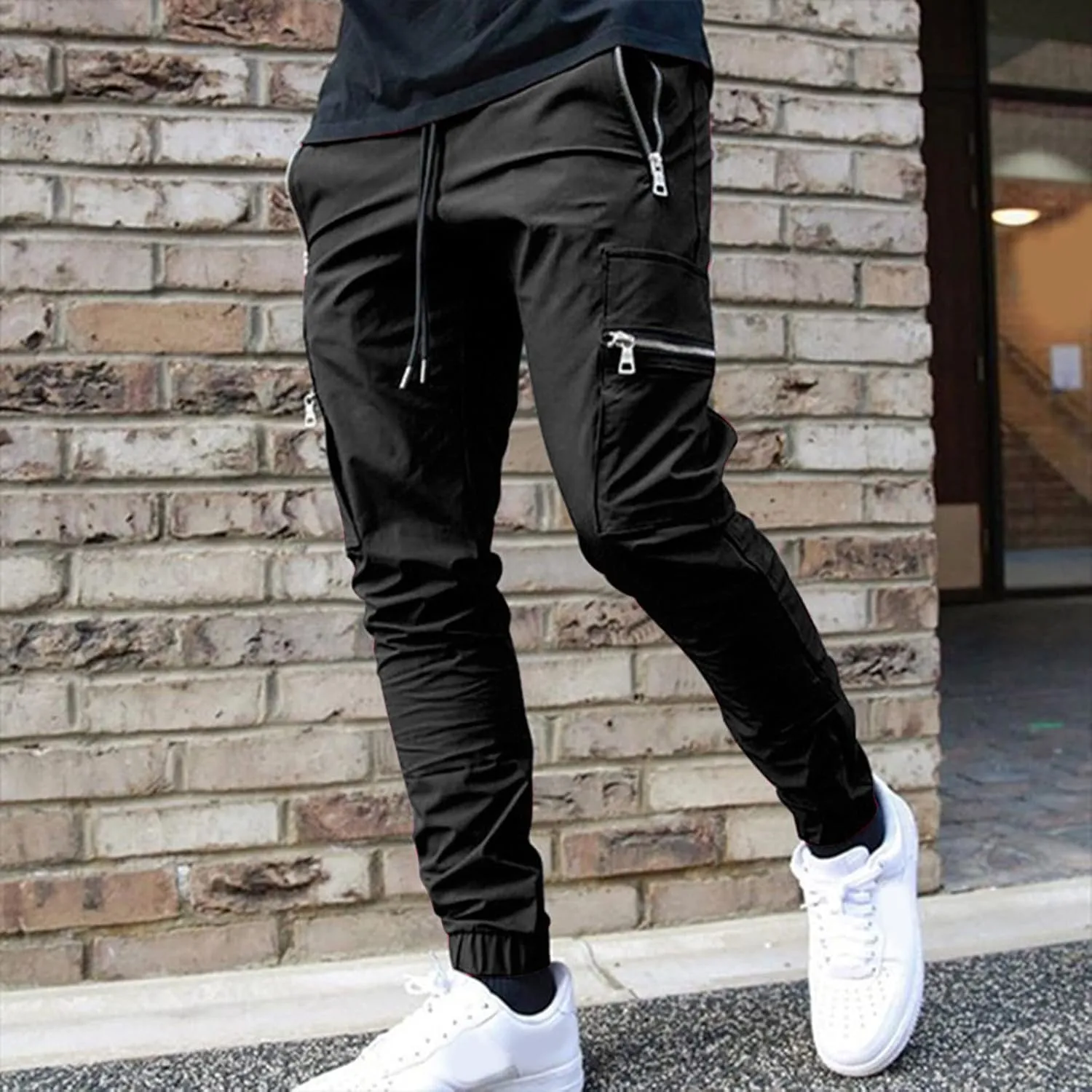 Mens Loose Cargo Pants Multi-Pocket Men's Trousers Tooling Solid Men's Pants Men's Cargo Jogger Sweatpants Cargo