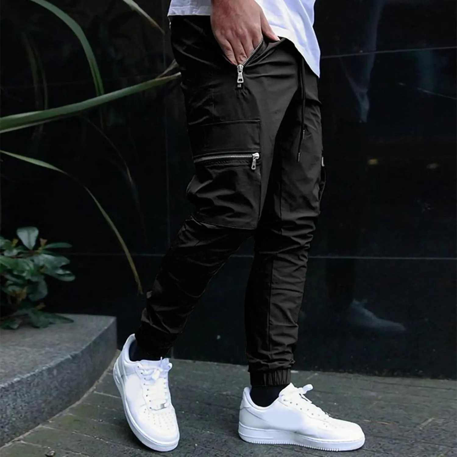Mens Loose Cargo Pants Multi-Pocket Men's Trousers Tooling Solid Men's Pants Men's Cargo Jogger Sweatpants Cargo