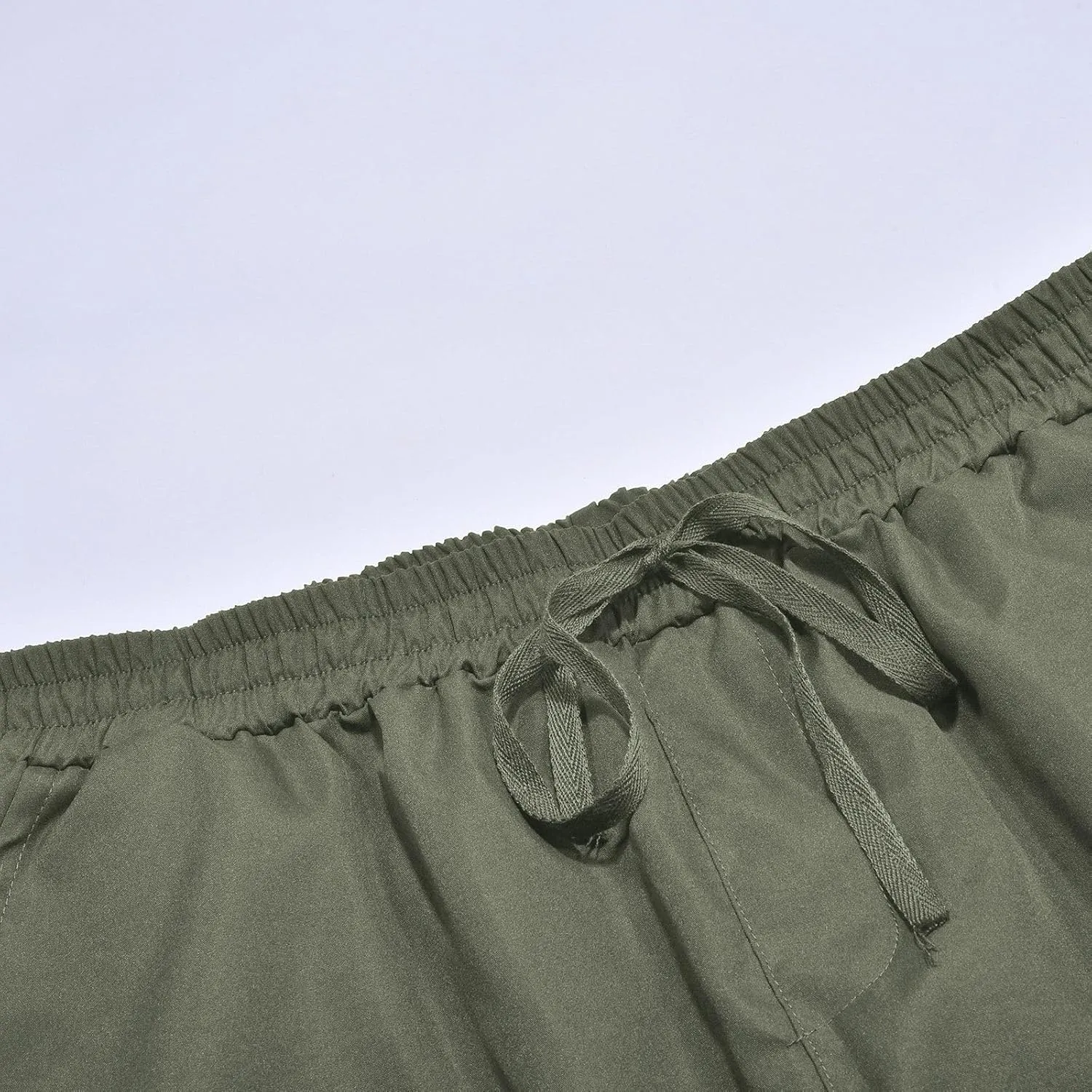 Mens Loose Cargo Pants Sports Hat Multi Woven Pocket Foot Rope Solid Pants Street Cargo Baggy Camo Tactical Trousers