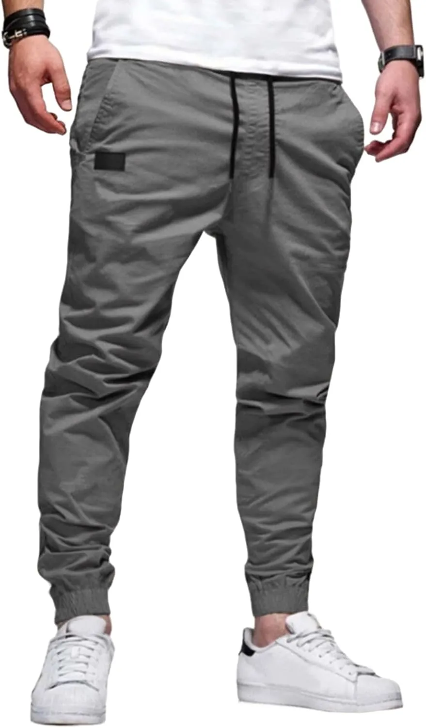 Men's Outdoor Jogging Casual Joggers Pants Slim Fit Workout Cargo Pant Straight Hiking Running Track Sweatpants