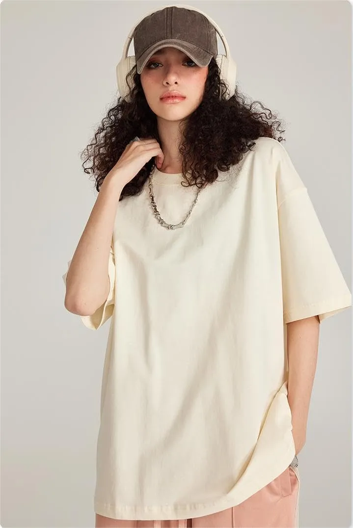 Men's Oversized T-Shirts Cotton Tee Heavyweight Unisex Short Sleeve Crew Neck Loose Fit Basic Tops