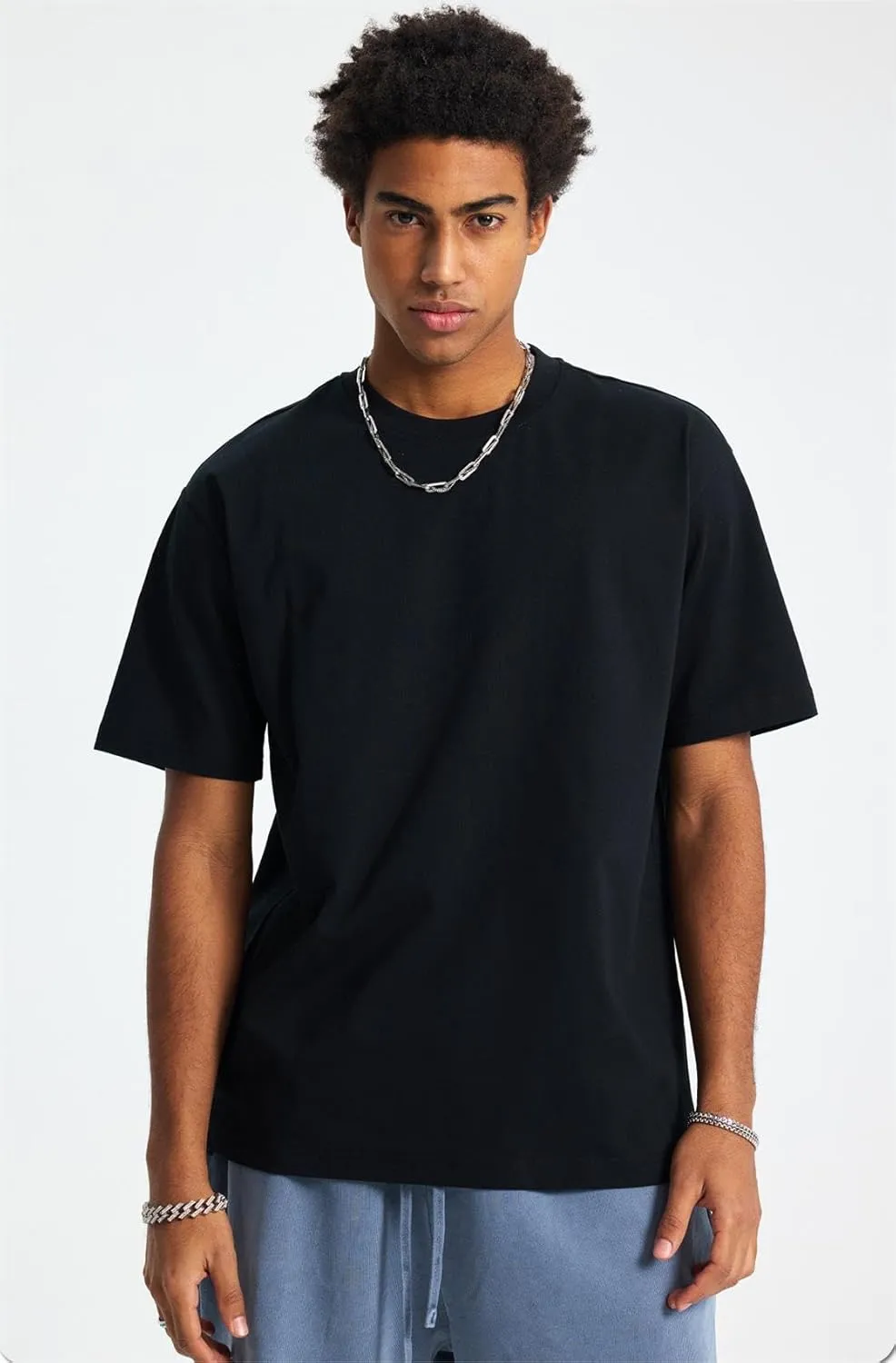 Men's Oversized T-Shirts Cotton Tee Heavyweight Unisex Short Sleeve Crew Neck Loose Fit Basic Tops