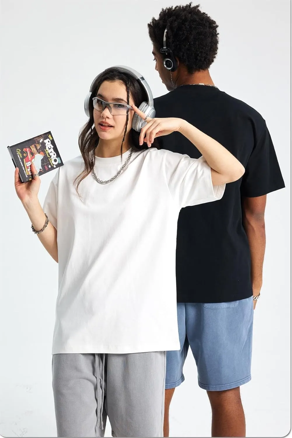 Men's Oversized T-Shirts Cotton Tee Heavyweight Unisex Short Sleeve Crew Neck Loose Fit Basic Tops
