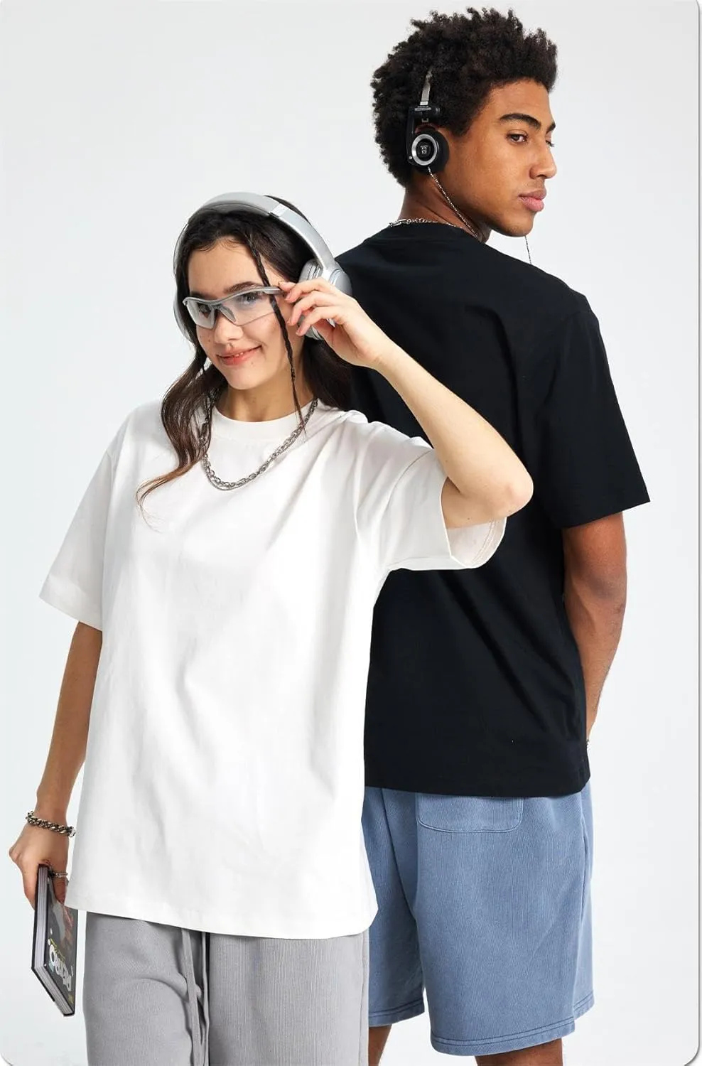 Men's Oversized T-Shirts Cotton Tee Heavyweight Unisex Short Sleeve Crew Neck Loose Fit Basic Tops