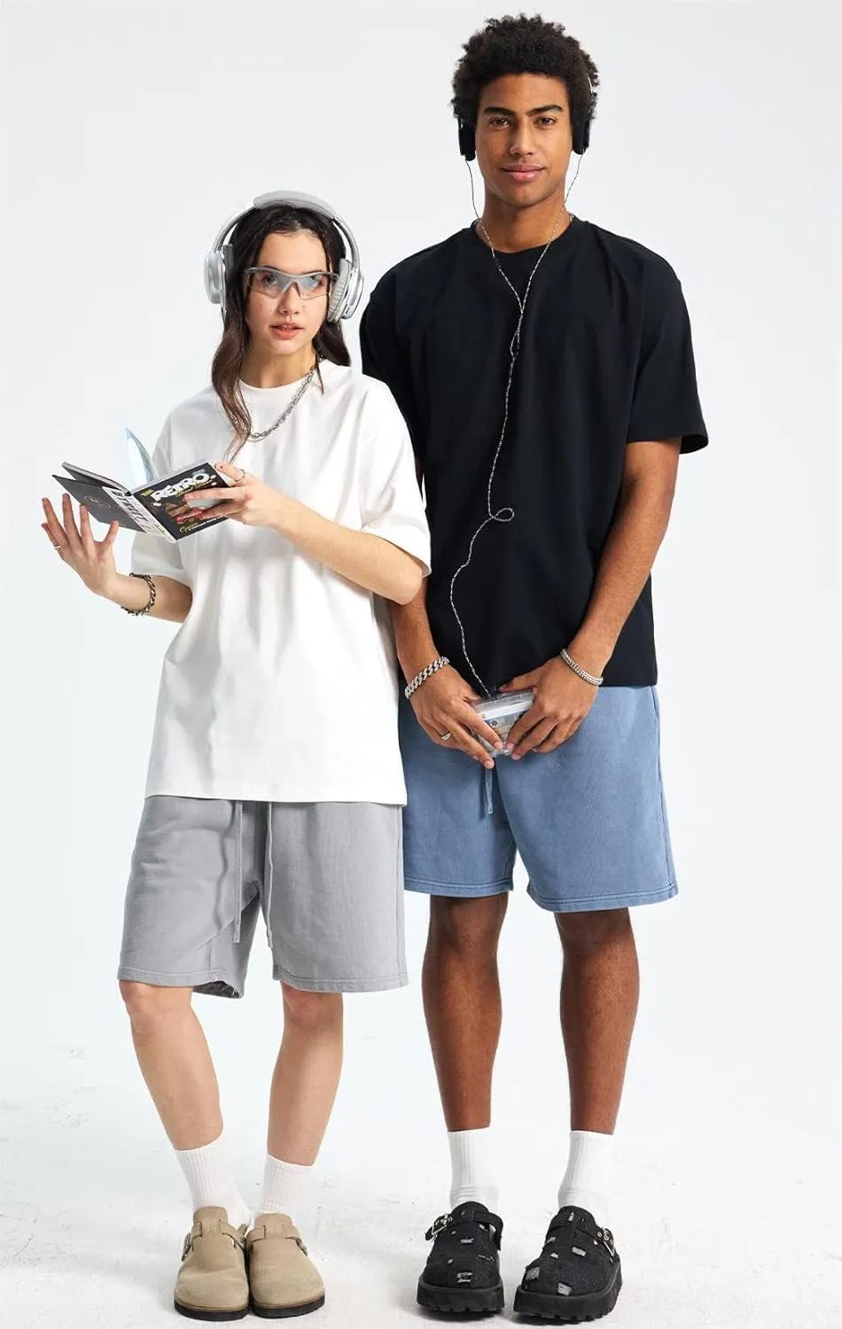 Men's Oversized T-Shirts Cotton Tee Heavyweight Unisex Short Sleeve Crew Neck Loose Fit Basic Tops