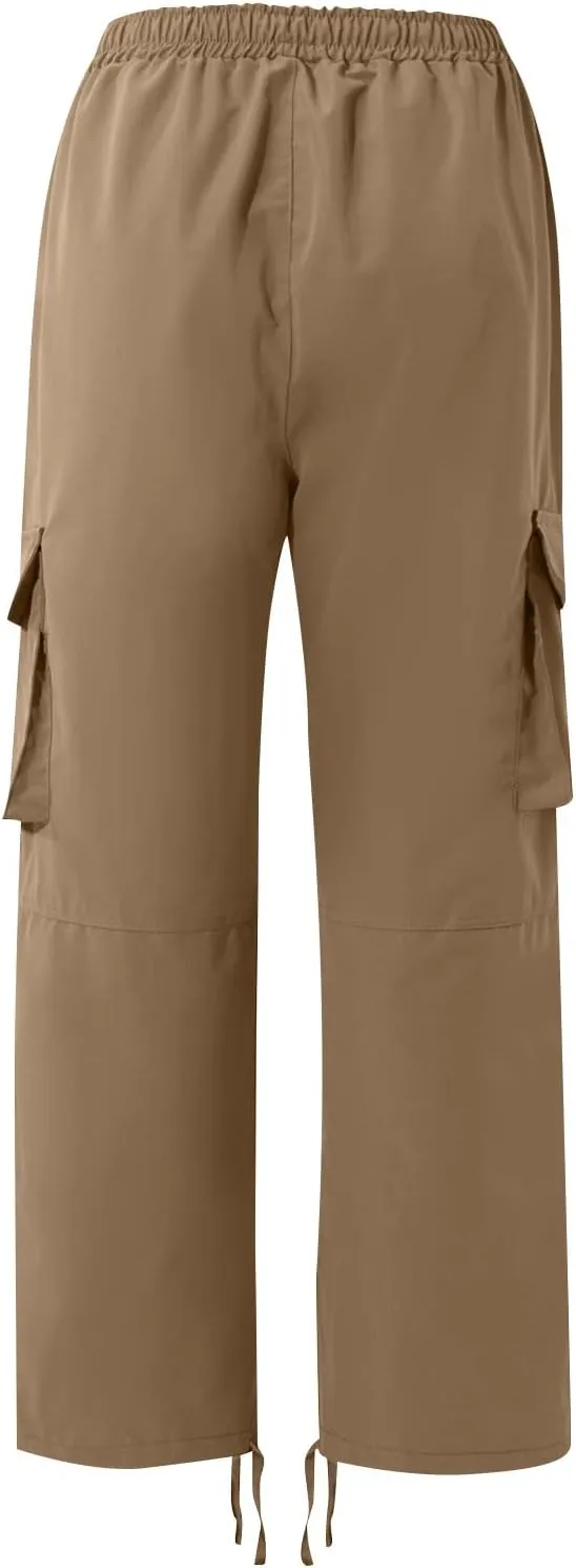 Mens Pants Cargo Baggy Elastic Waist Drawstring Pants Casual with Pockets Pants 2024 Fall Winter Joggers Trousers