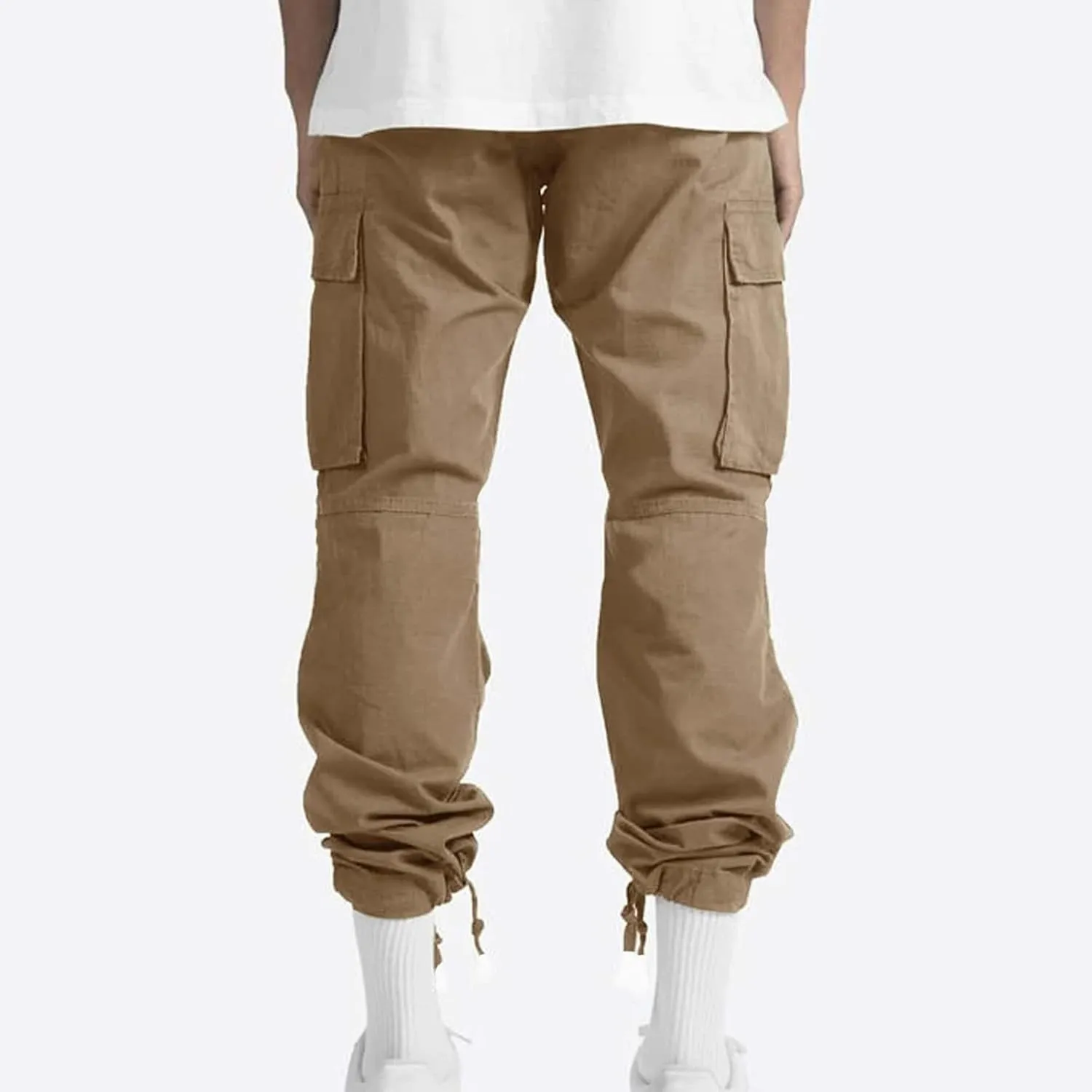 Mens Pants Cargo Baggy Elastic Waist Drawstring Pants Casual with Pockets Pants 2024 Fall Winter Joggers Trousers