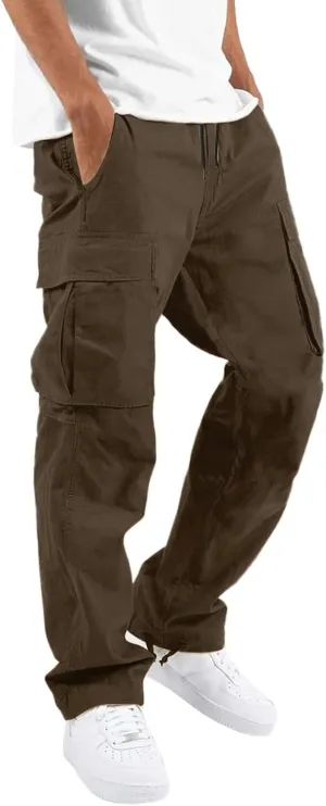 Mens Sweatpants Joggers Pants Man Cargo Pants Men's Heavyweight Cargo Fleece Sweatpants Stretch Elastic Waist Jogger