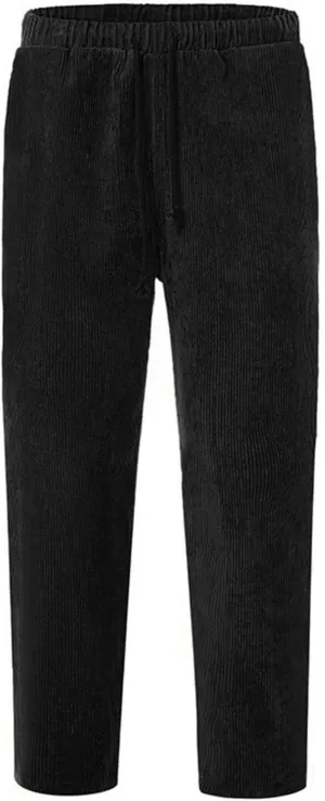 Mens Sweatpants New Men's Corduroy Loose Solid Casual Elastic Waistband Straight Cropped Workout Gym Running Pants