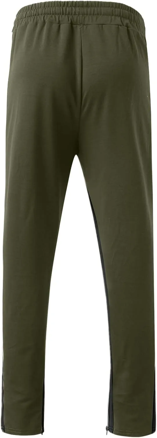 Mens Sweatpants with Pockets Waist Zipper Hem Corduroy Cargo Pants with Pockets Men's Casual Drawstring High Waisted