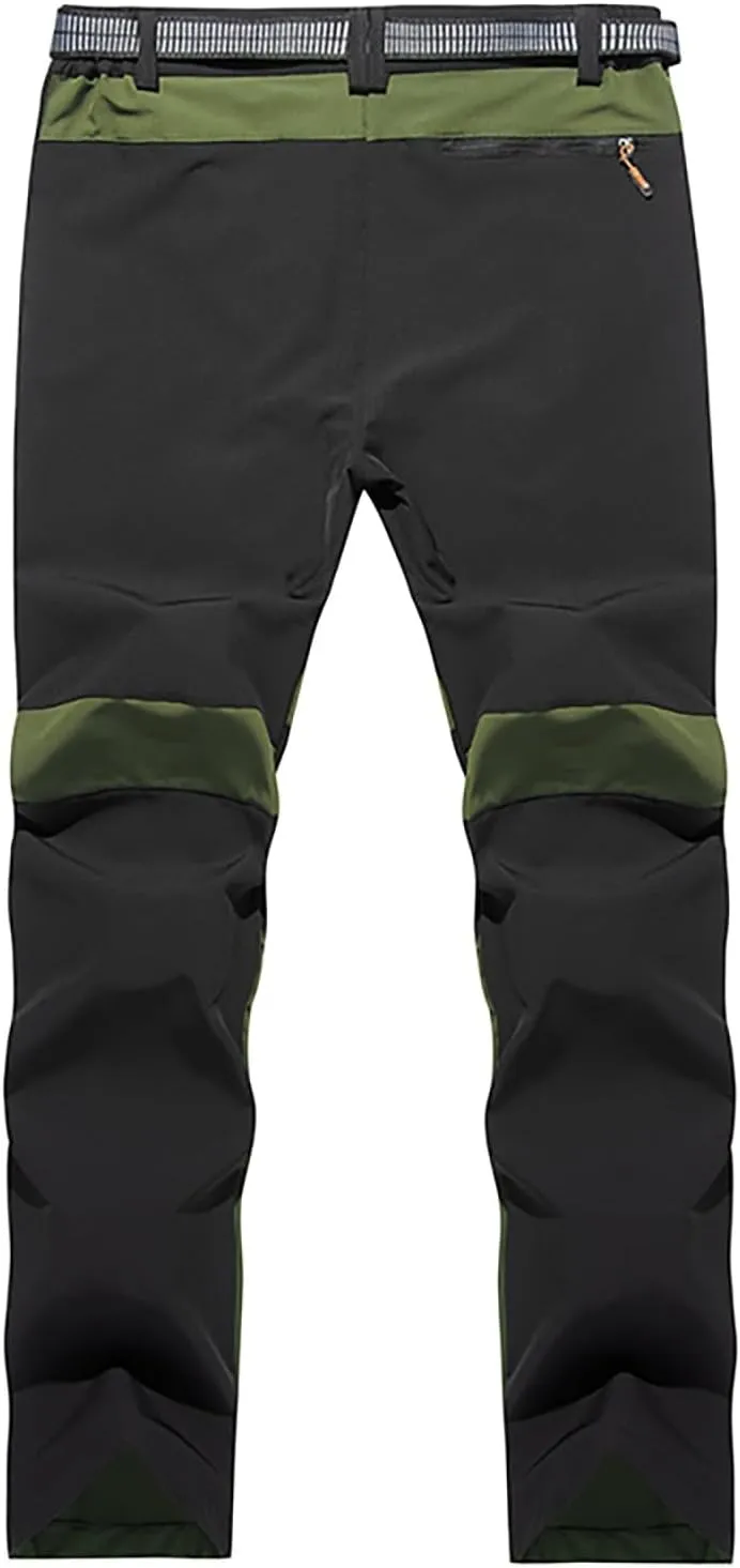 Mens Waterproof Ski Snow Pants Straight Leg Hiking Softshell Cargo Fleece Lined Warm Windproof Outdoor Fishing Pants