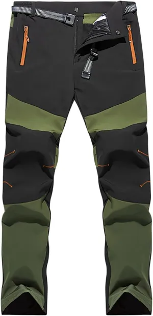 Mens Waterproof Ski Snow Pants Straight Leg Hiking Softshell Cargo Fleece Lined Warm Windproof Outdoor Fishing Pants