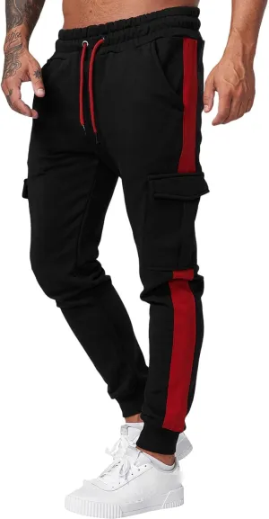 Mens Workout Cargo Sweatpants Drawstring Waist Side Pocket Straight Cargo Pants Joggers Men's Casual Athletic Cargo