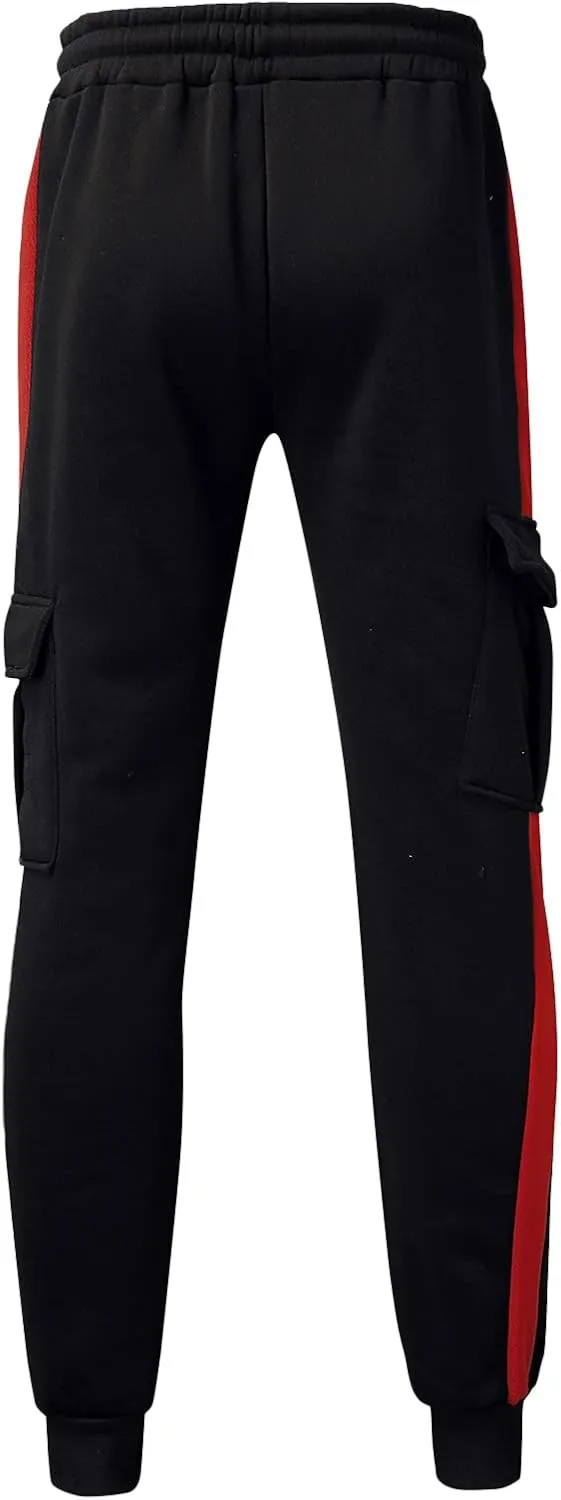 Mens Workout Cargo Sweatpants Drawstring Waist Side Pocket Straight Cargo Pants Joggers Men's Casual Athletic Cargo