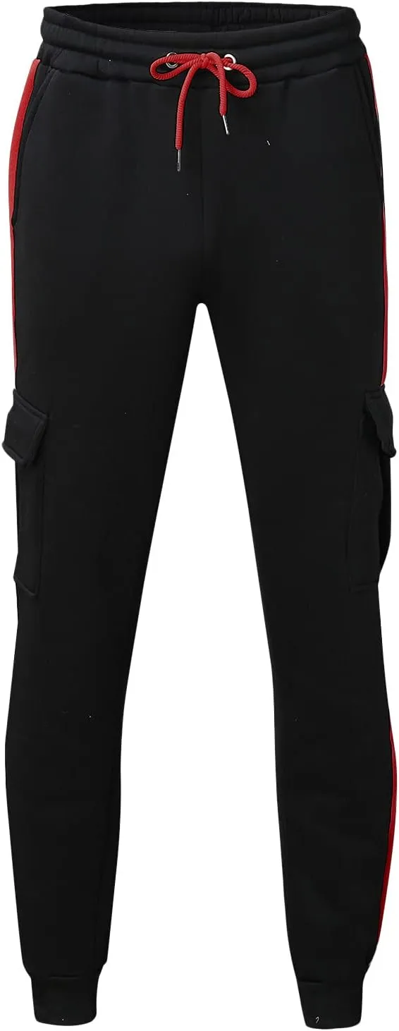 Mens Workout Cargo Sweatpants Drawstring Waist Side Pocket Straight Cargo Pants Joggers Men's Casual Athletic Cargo