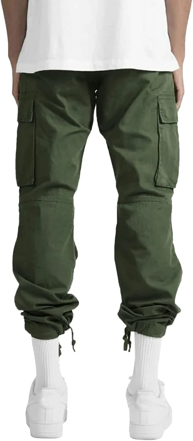 Mens Workout Cargo Sweatpants Pants Big and Tall Men's Elastic Waist Work Pants Loose Fit Lightweight Workwear Casual