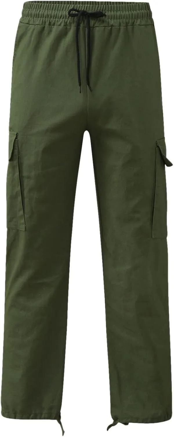 Mens Workout Cargo Sweatpants Pants Big and Tall Men's Elastic Waist Work Pants Loose Fit Lightweight Workwear Casual