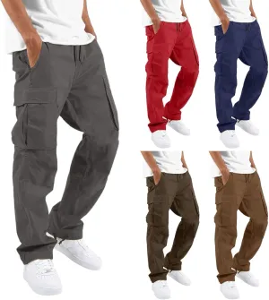 Mens Workout Cargo Sweatpants Pants Big and Tall Men's Elastic Waist Work Pants Loose Fit Lightweight Workwear Casual