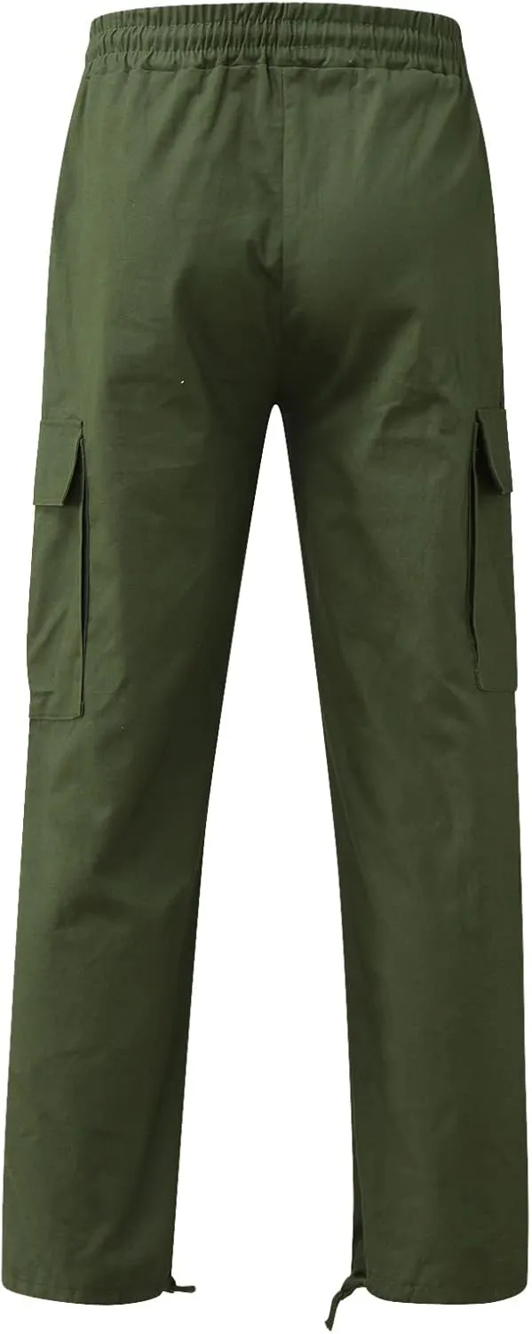 Mens Workout Cargo Sweatpants Pants Big and Tall Men's Elastic Waist Work Pants Loose Fit Lightweight Workwear Casual