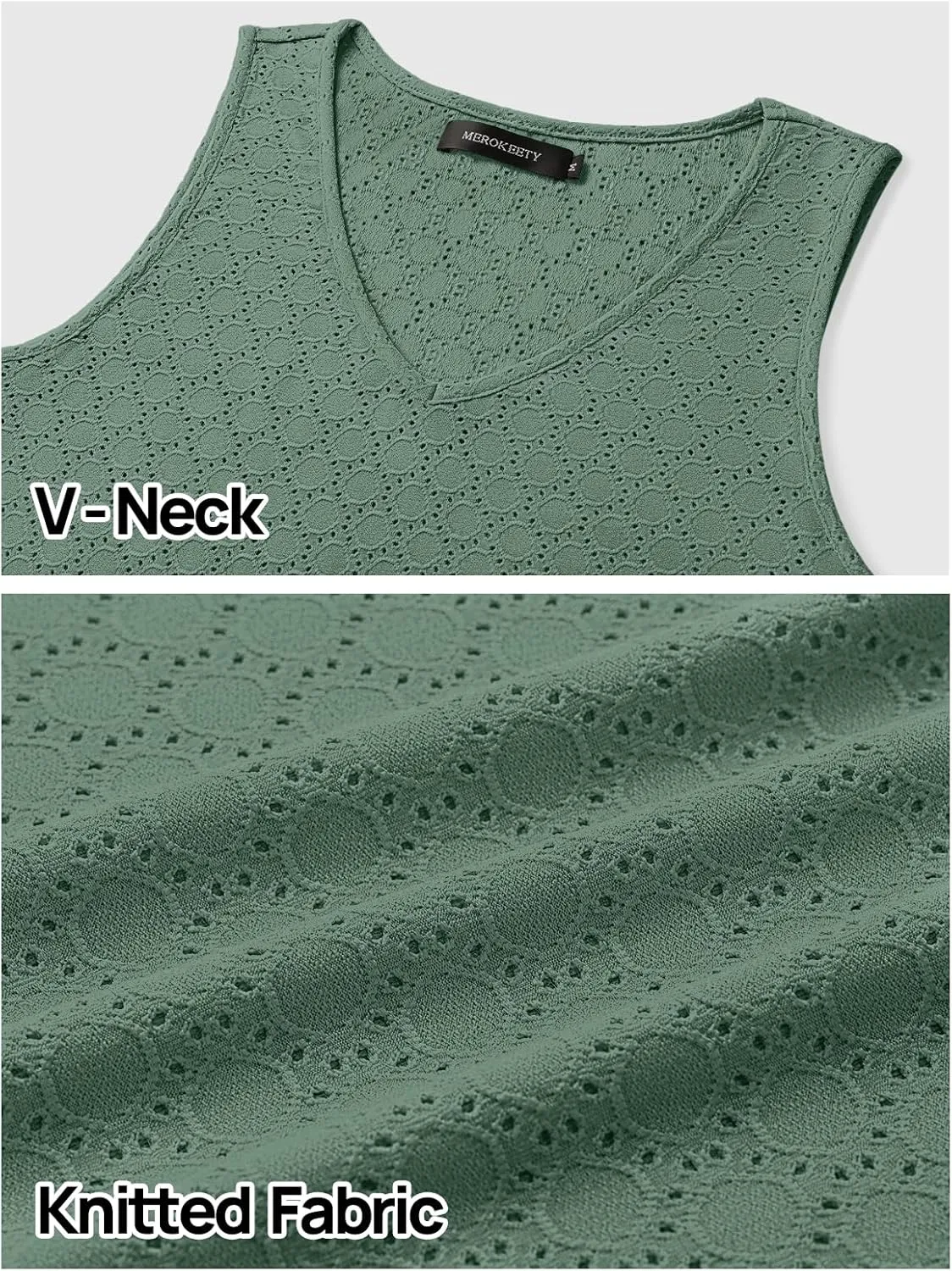 MEROKEETY Women's Summer Sleeveless Swimsuit Coverup 2025 Casual V Neck Eyelet Mini Dress Beach Sundresses